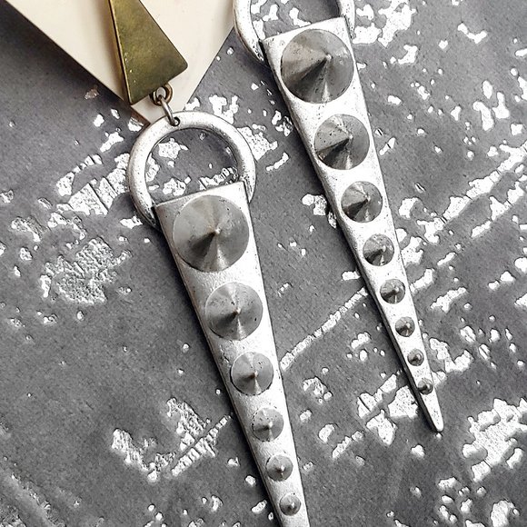 Vintage Industrial Goth Post Modern Stud Earrings - Picture 3 of 5